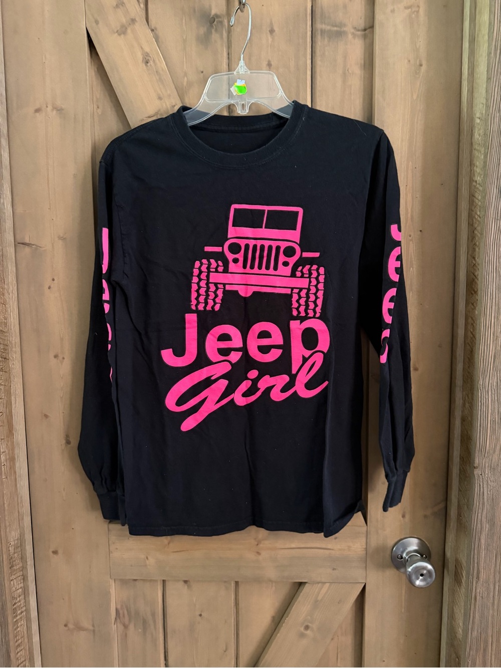 Jeep Girl Black Long-Sleeve Tee with Pink Graphic size S